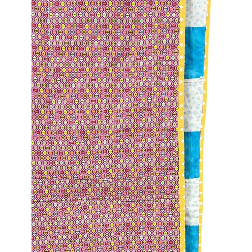 Handmade Reversible Colorful Rag Quilt Patchwork Lap Quilt 44x36